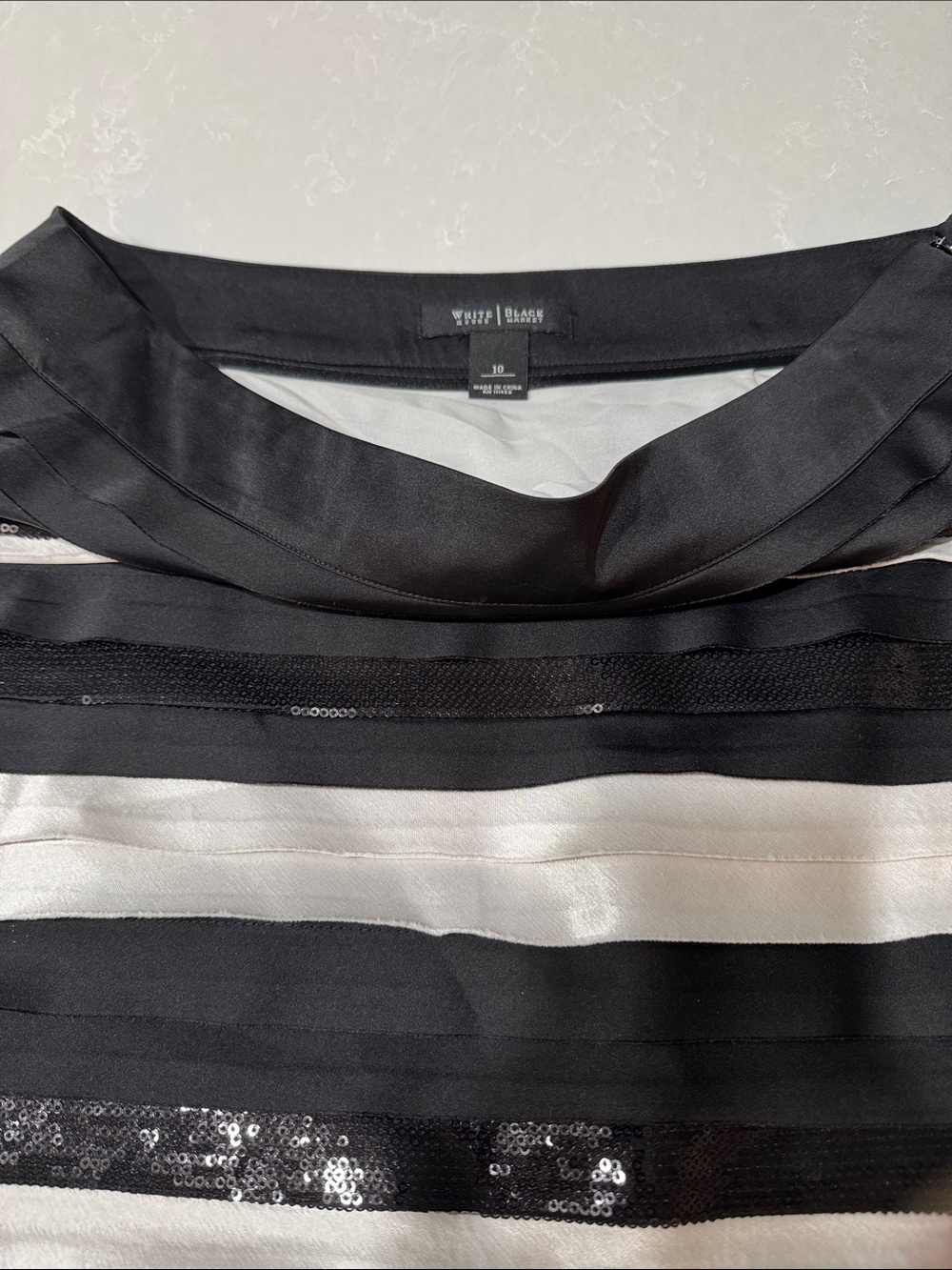 White House Black Market Black and White Striped Pencil Skirt